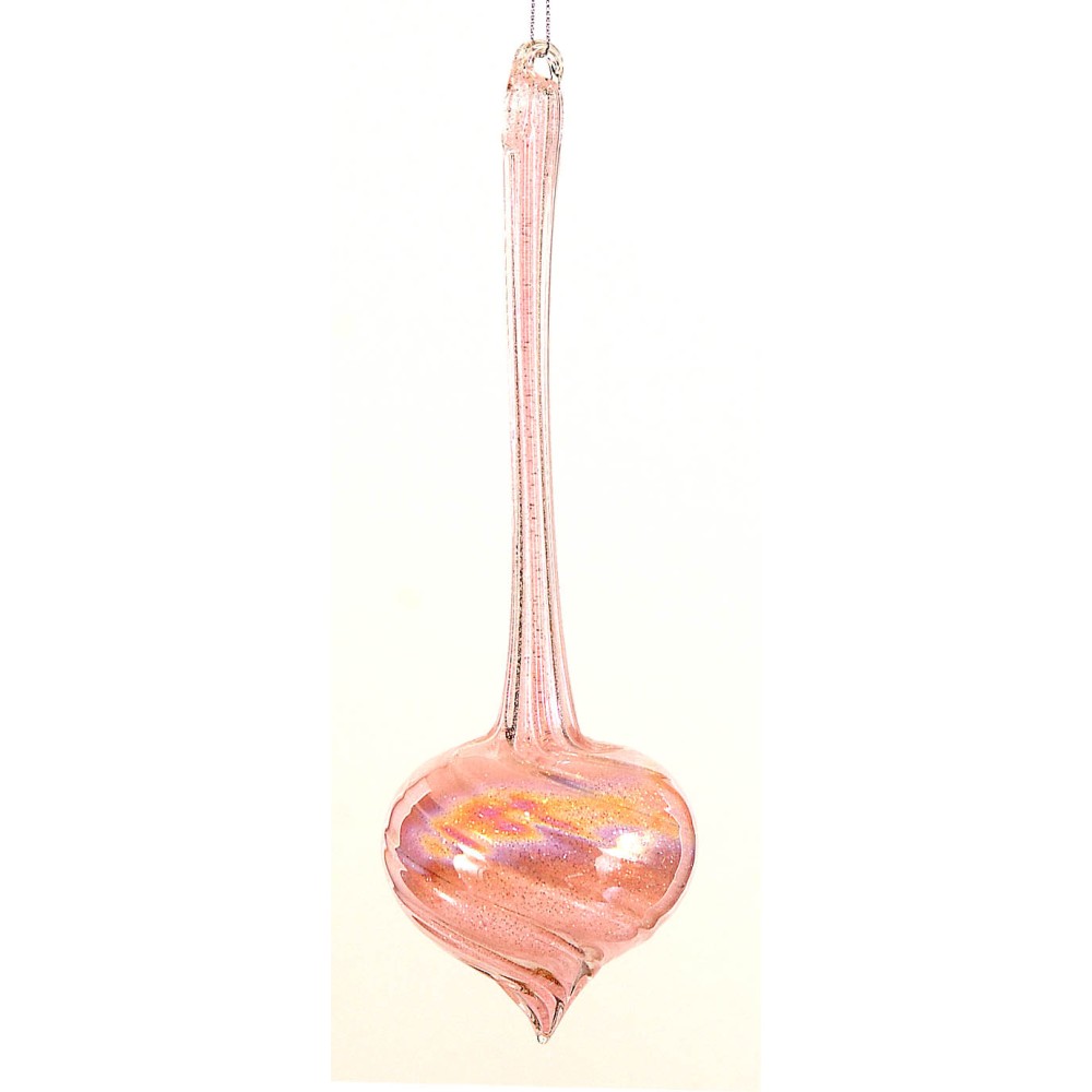 Στολίδι γυάλινο δάκρυ 25cm light pink διάφανο