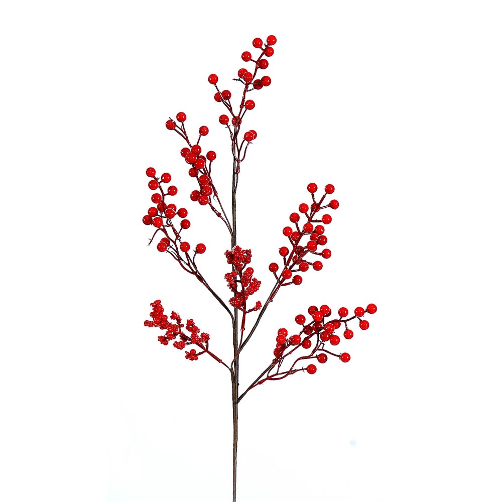 Κλαδί με κόκκινα berries χιονέ 68cm Κλαδί με κόκκινα berries χιονέ 68cm