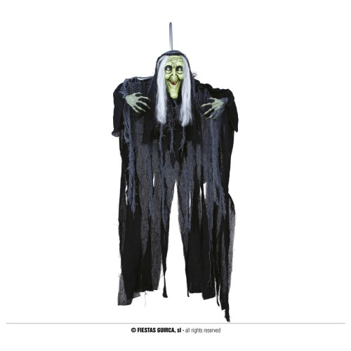 Κρεμαστό διακοσμητικό halloween κακιά μάγισσα με φως και ήχο  90εκ