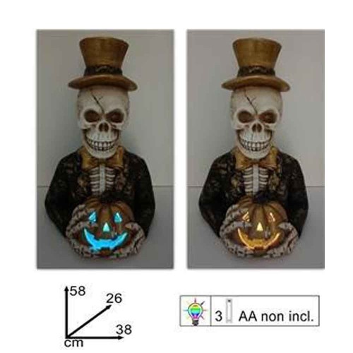 Διακοσμητικό Halloween σκελετός με κολοκύθα με φως 58εκ. Διακοσμητικό Halloween σκελετός με κολοκύθα με φως 58εκ.