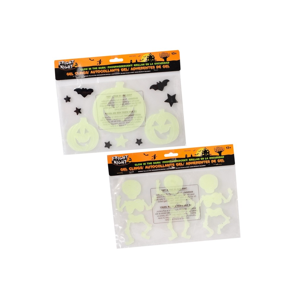 Διακοσμητικά αυτοκόλλητα Halloween Glow In Dark σε 2 σχέδια. Διακοσμητικά αυτοκόλλητα Halloween Glow In Dark σε 2 σχέδια.