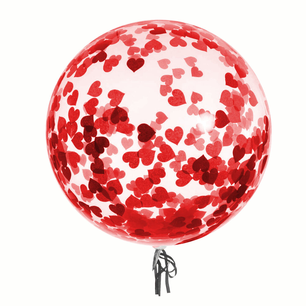 Μπαλόνι Bubble Με Confetti Καρδιές 46cm