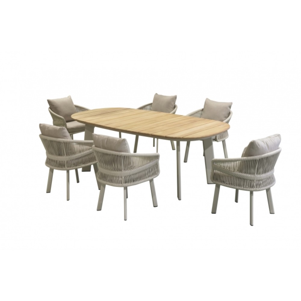 Aio/D7 Taupe, Dining set 7 τεμαχίων