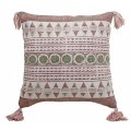 Μαξιλάρι cotton με φουντίτσες ροζ/πρασινο ,50x50cm Μαξιλάρι cotton με φουντίτσες ροζ/πρασινο ,50x50cm