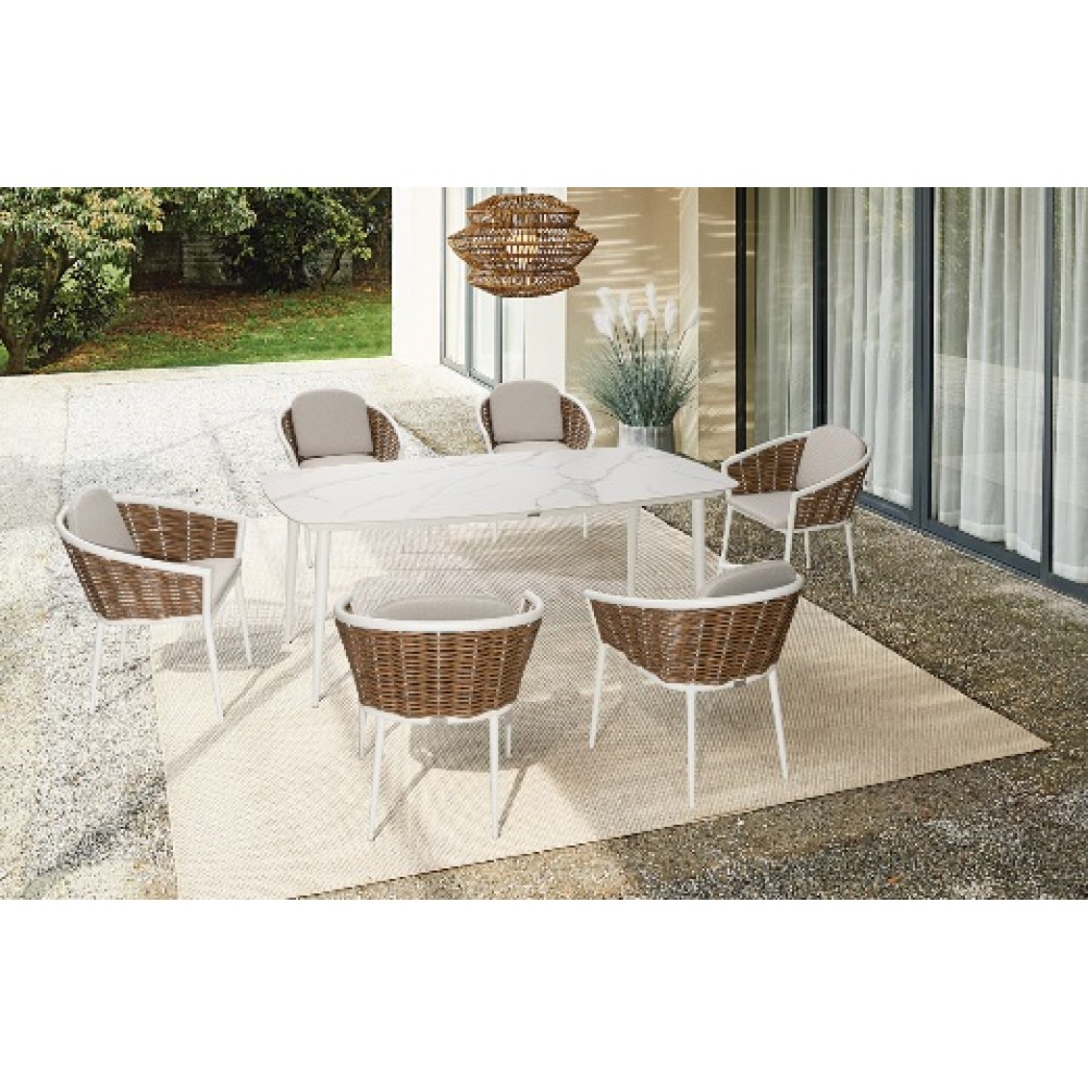 Σετ τραπεζαρίας Musses Rattan Λευκό Σετ τραπεζαρίας Musses Rattan Λευκό