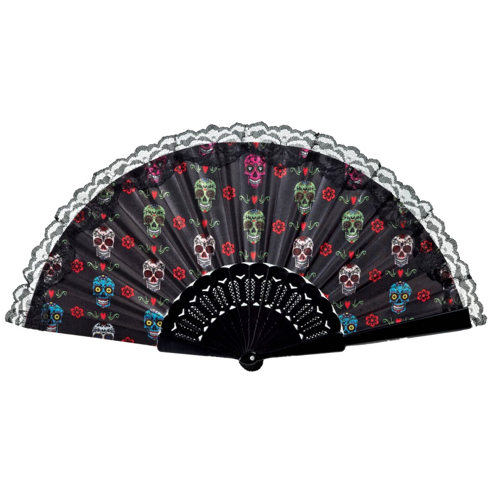 Βεντάλια με νεκροκεφαλές Day of the dead 24cm Βεντάλια με νεκροκεφαλές Day of the dead 24cm