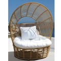 Daybed Belfast φυσικό χρώμα rattan με λευκό μαξιλάρι