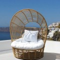 Daybed Belfast φυσικό χρώμα rattan με λευκό μαξιλάρι