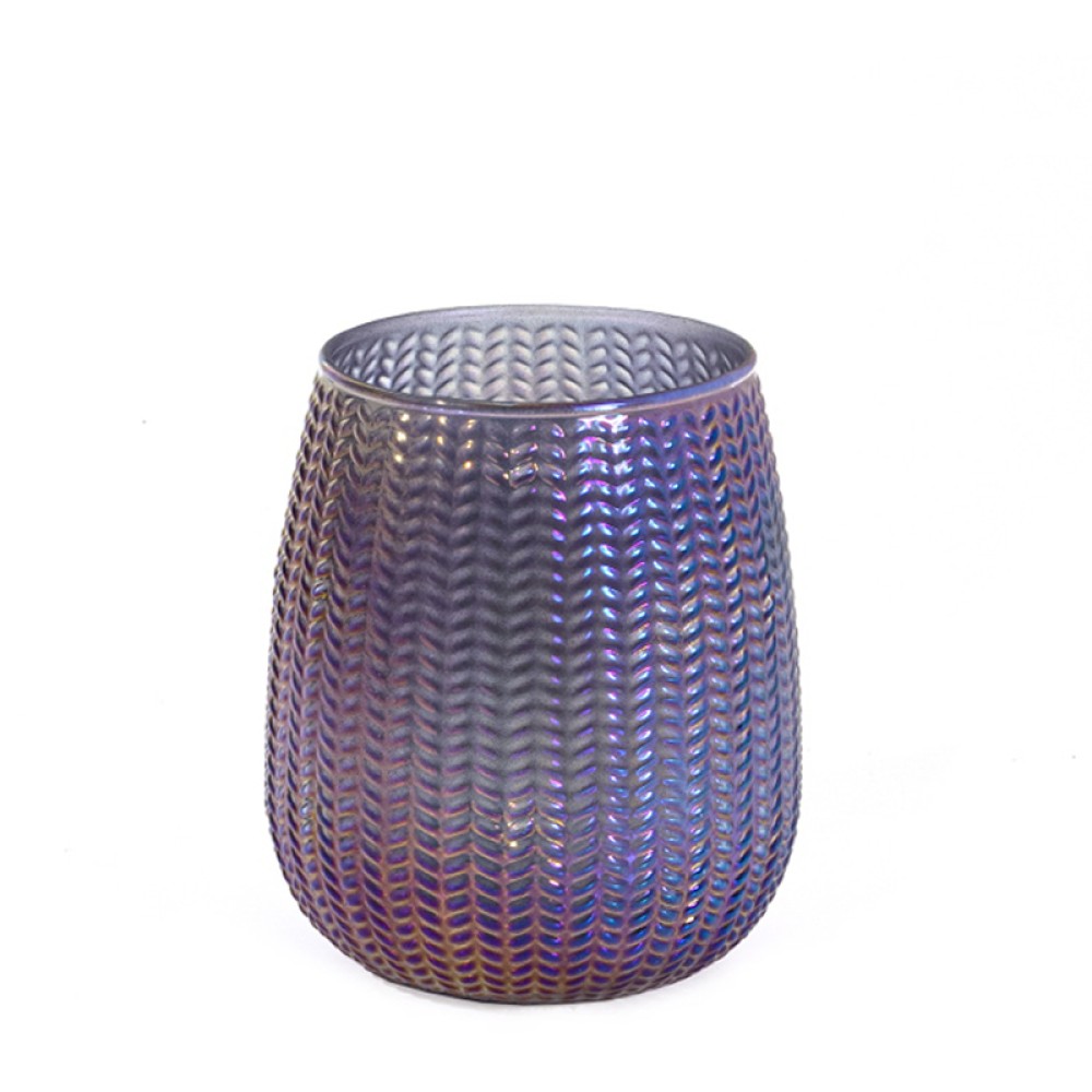 Γυάλινο φαναράκι ιριδίζον γκρι μπλε 12.5x14cm Γυάλινο φαναράκι ιριδίζον γκρι μπλε 12.5x14cm