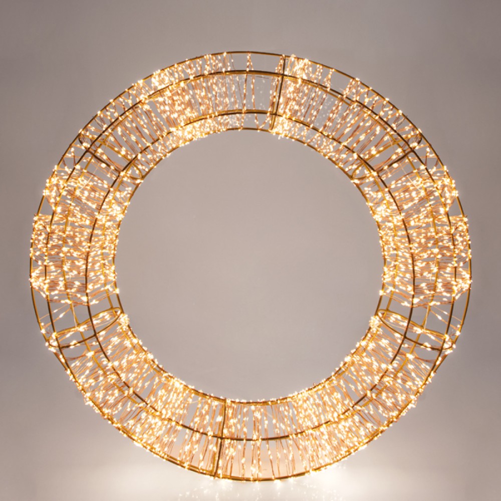 Στεφάνι φωτιζόμενο 50cm χαλκού 2880 θερμά LED με μετασχηματιστή