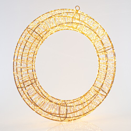 Στεφάνι φωτιζόμενο 38cm χαλκού 480 θερμά LED με μετασχηματιστή IP44