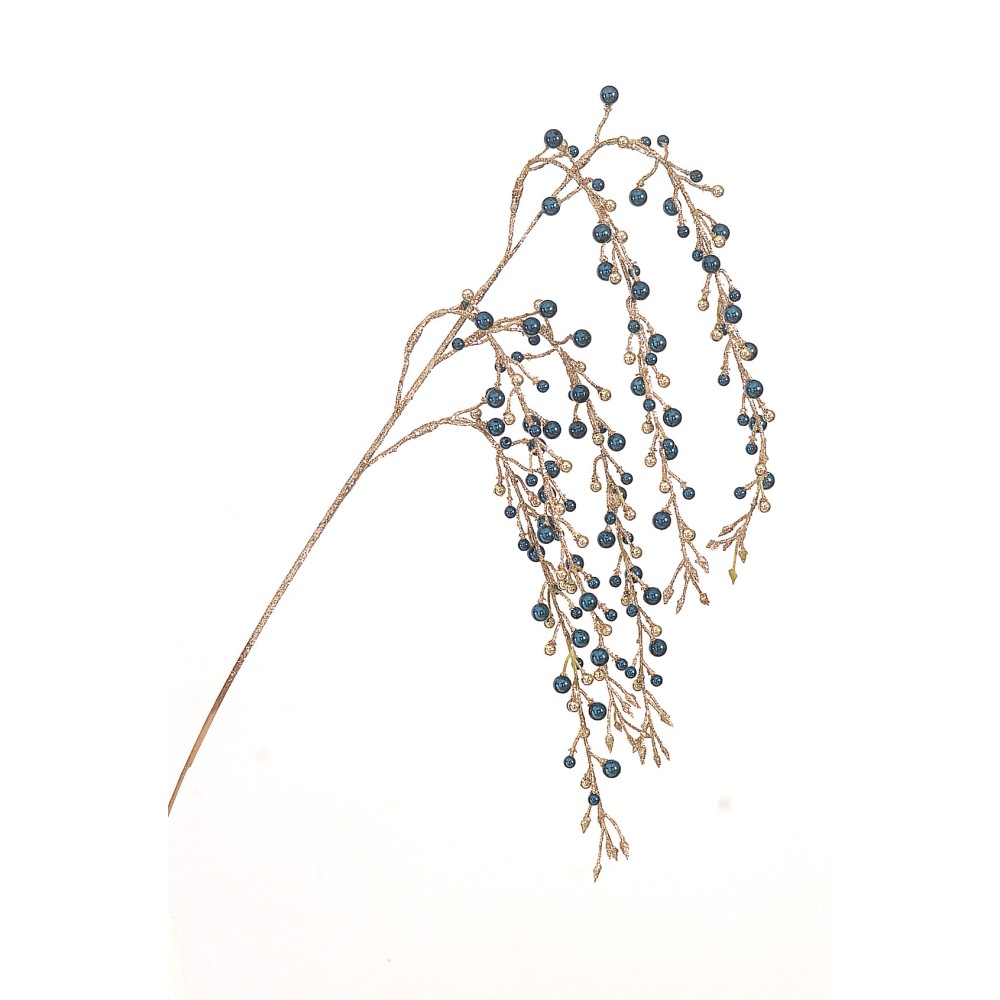 Κλαδί 55εκ χρυσό σαμπανί με μπλε berries 4 σειρές Κλαδί 55εκ χρυσό σαμπανί με μπλε berries 4 σειρές