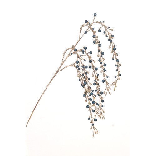 Κλαδί 55εκ χρυσό σαμπανί με μπλε berries 4 σειρές Κλαδί 55εκ χρυσό σαμπανί με μπλε berries 4 σειρές