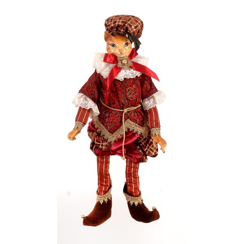 Διακοσμητικός Mr Jester γάτος καθιστός μπορντώ χρυσό 60εκ Διακοσμητικός Mr Jester γάτος καθιστός μπορντώ χρυσό 60εκ