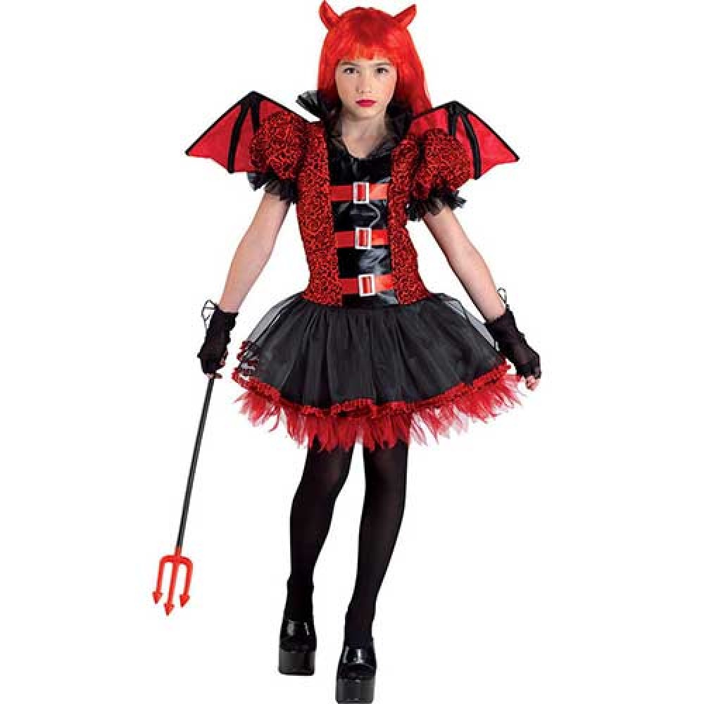 Fancy Devil στολή για κορίτσια Διαβολάκι με φτερά μαύρη φούστα