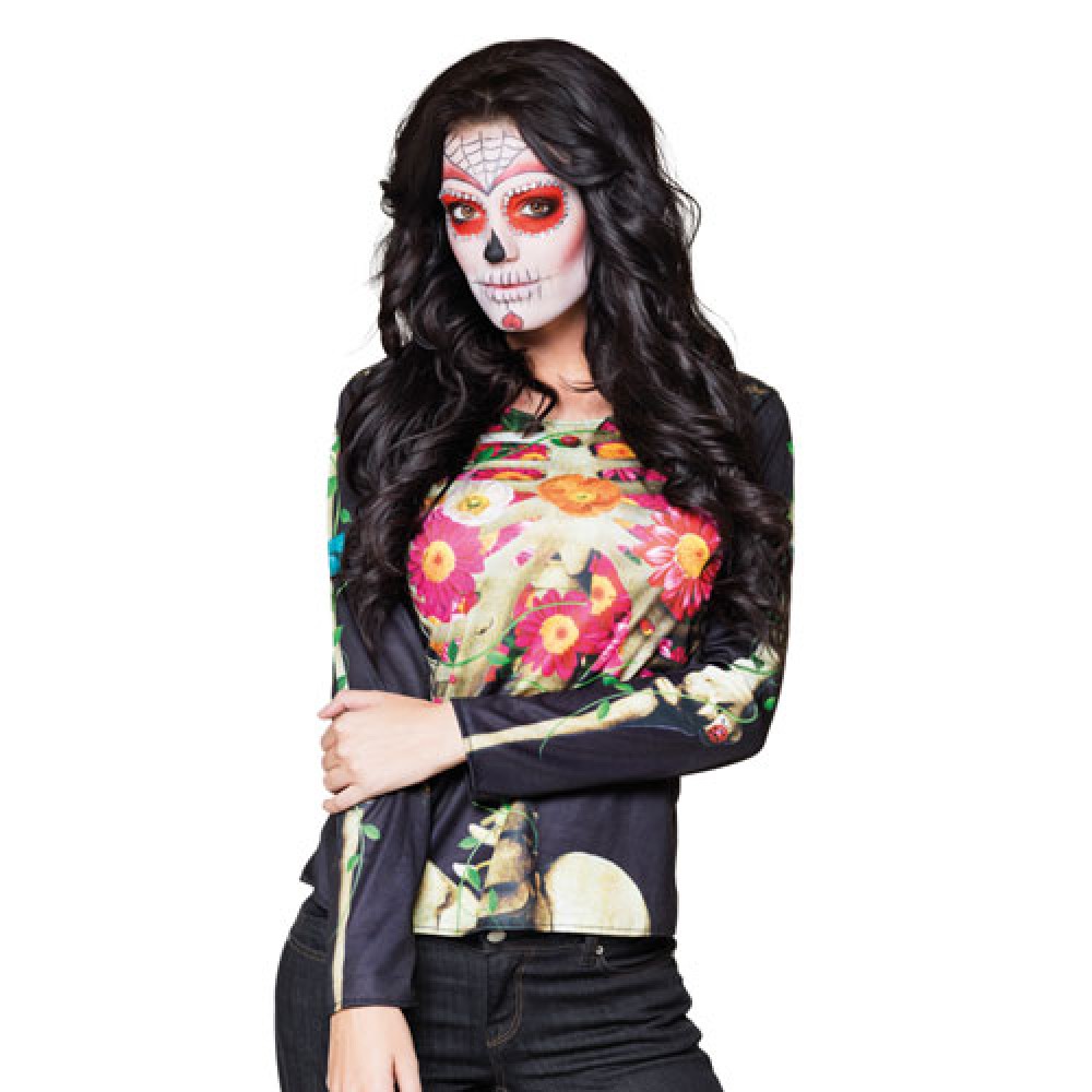 Στολή μπλούζα με τύπωμα Day of the dead γυναικεία Στολή μπλούζα με τύπωμα Day of the dead γυναικεία