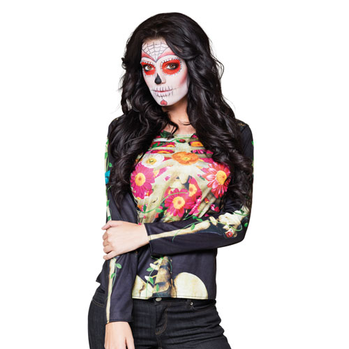 Στολή μπλούζα με τύπωμα Day of the dead γυναικεία Στολή μπλούζα με τύπωμα Day of the dead γυναικεία