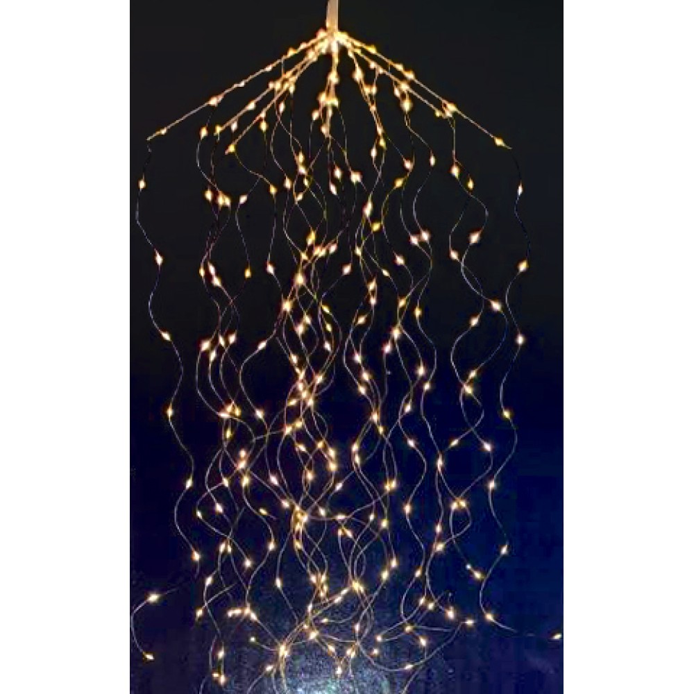 Φωτάκια 1152 Led καταρράκτης 230cm θερμό λευκό φως με σύρμα χαλκού Φωτάκια 1152 Led καταρράκτης 230cm θερμό λευκό φως με σύρμα χαλκού