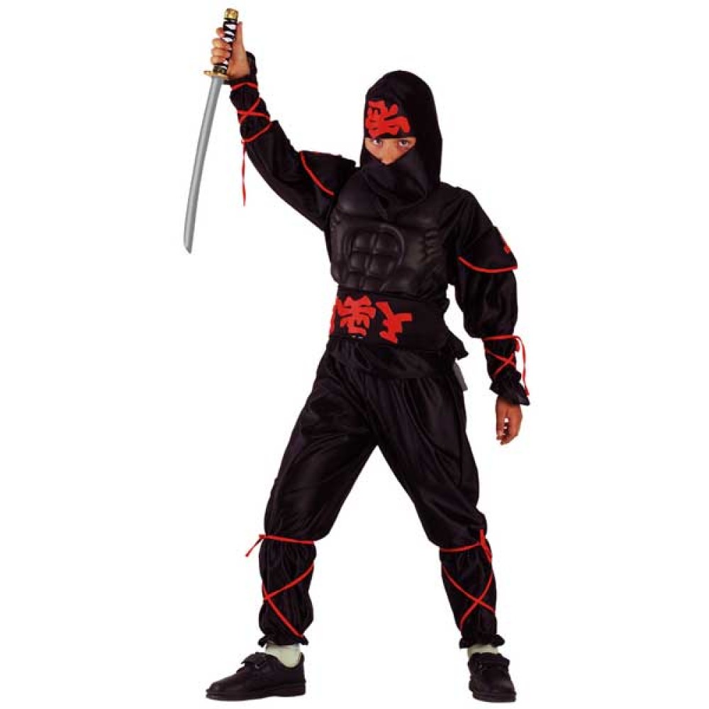 Ninja μαύρος Με Μυώδη Θώρακα στολή για αγόρια Ninja μαύρος Με Μυώδη Θώρακα στολή για αγόρια