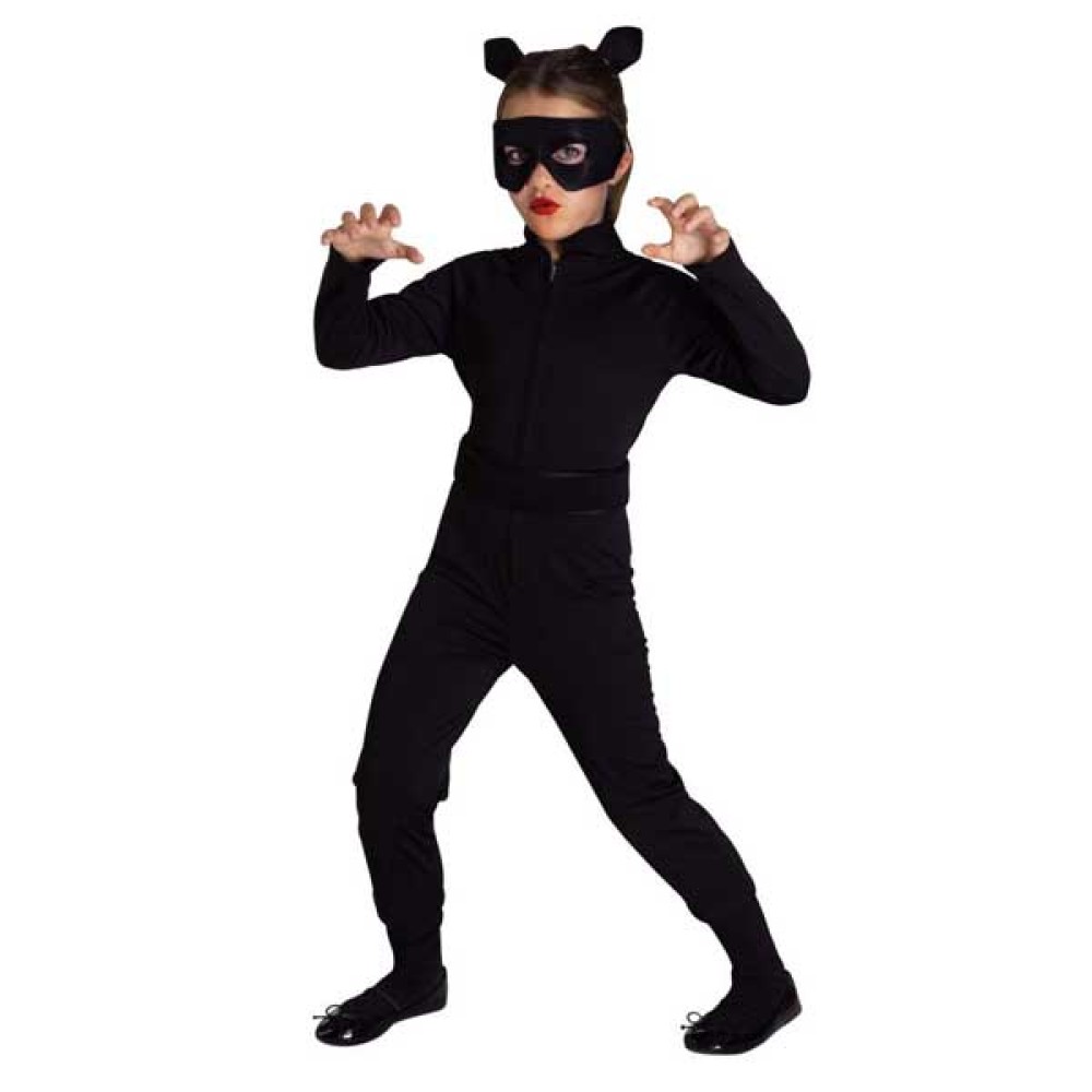 Cat Woman στολή Αγριόγατας για κορίτσια με μαύρη φόρμα αυτιά και μάσκα Cat Woman στολή Αγριόγατας για κορίτσια με μαύρη φόρμα αυτιά και μάσκα