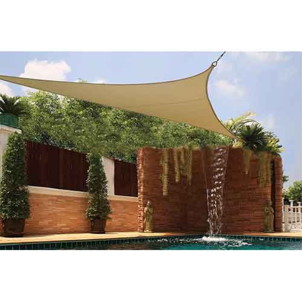 Πανί σκίασης 350x350x350cm τριγωνικό διάτρητο σε μπεζ χρώμα