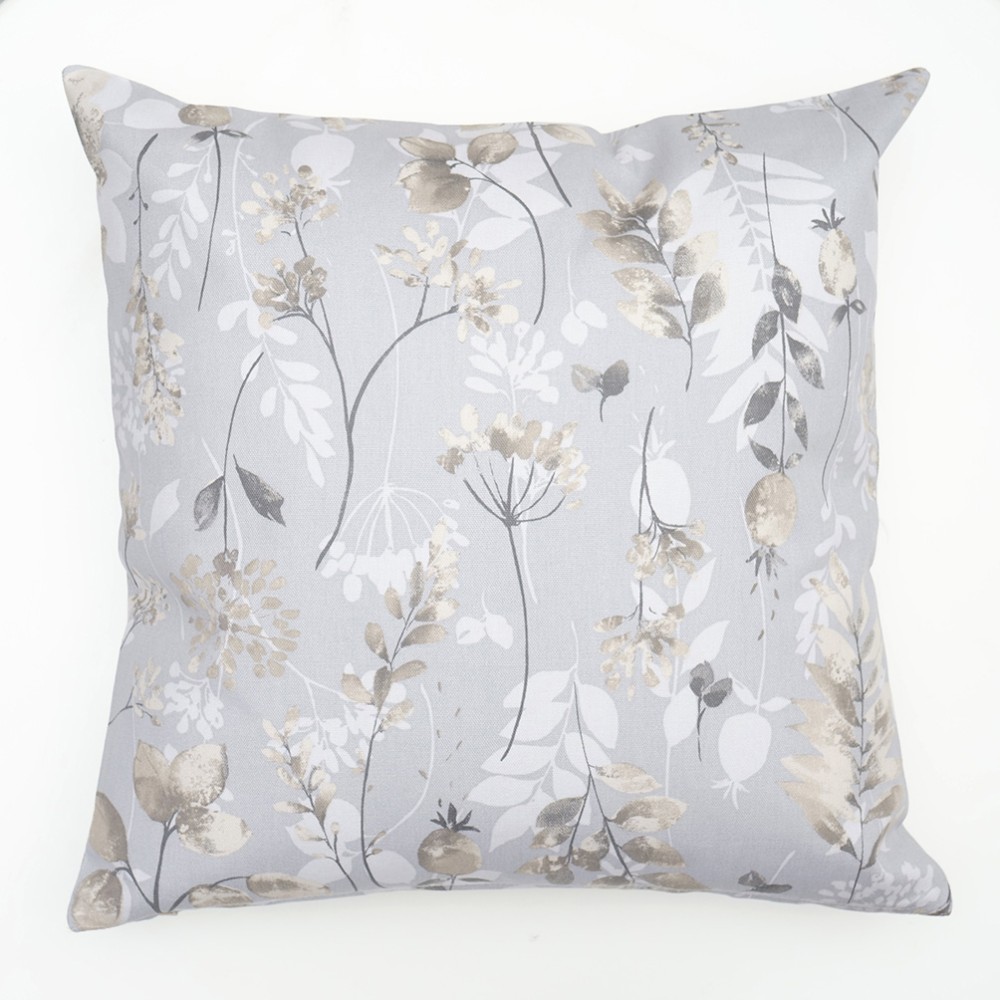 Μαξιλαροθήκη 45x45 Botanic Grey με λουλούδια και φύλλα Μαξιλαροθήκη 45x45 Botanic Grey με λουλούδια και φύλλα