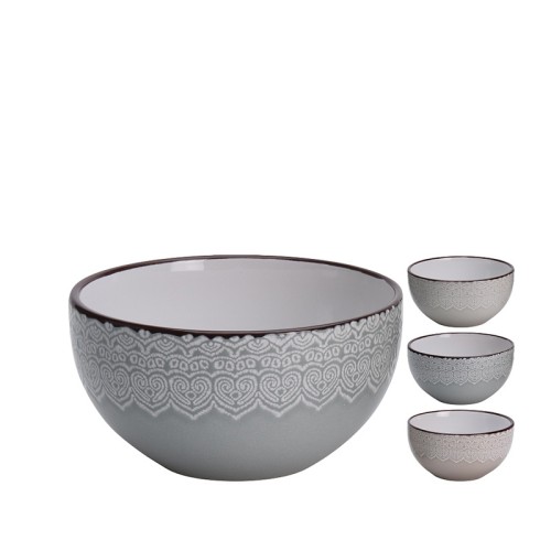 Μπωλ stoneware σχέδιο δαντέλα 3 χρώματα Μπωλ stoneware σχέδιο δαντέλα 3 χρώματα