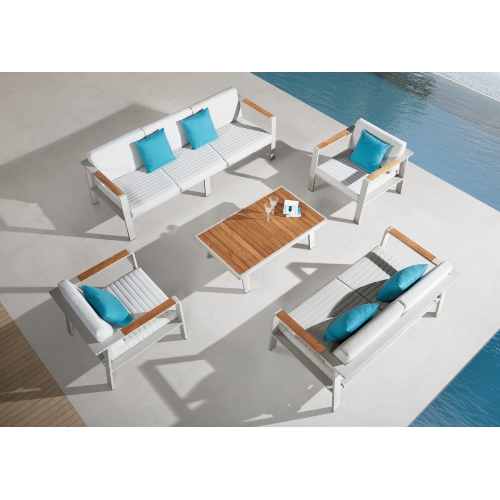 Nofi 3&2 Lounge set σαλόνι αλουμινίου teak με τριθέσιο και διθέσιο καναπέ
