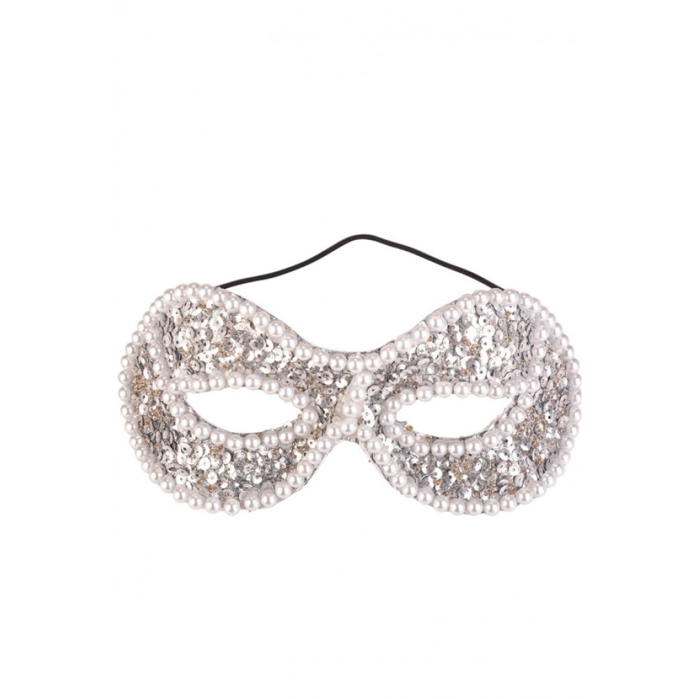 Μάσκα Ματιών Ασημί Με Πούλιες Και Πέρλες