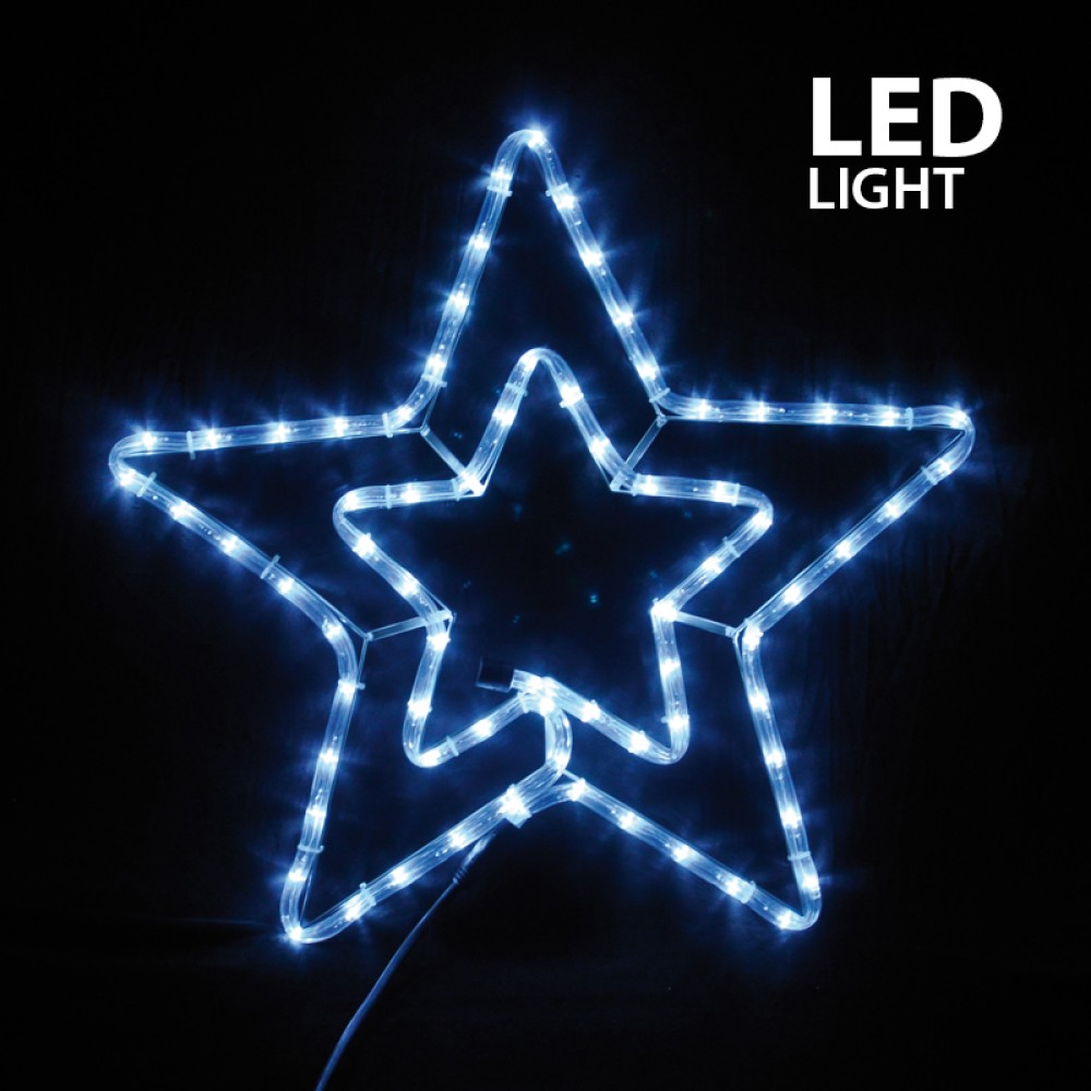 Φωτιζόμενο διπλό αστέρι Led λευκό 56cm με πρόγραμμα Φωτιζόμενο διπλό αστέρι Led λευκό 56cm με πρόγραμμα